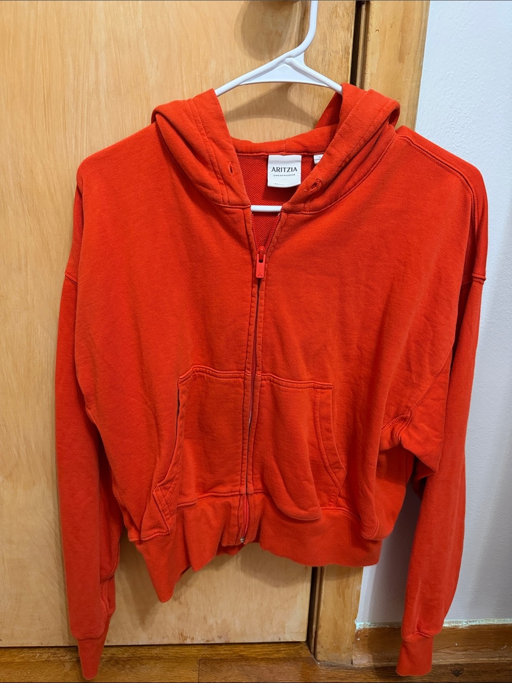 Aritzia Orange Cropped Zip Hoodie